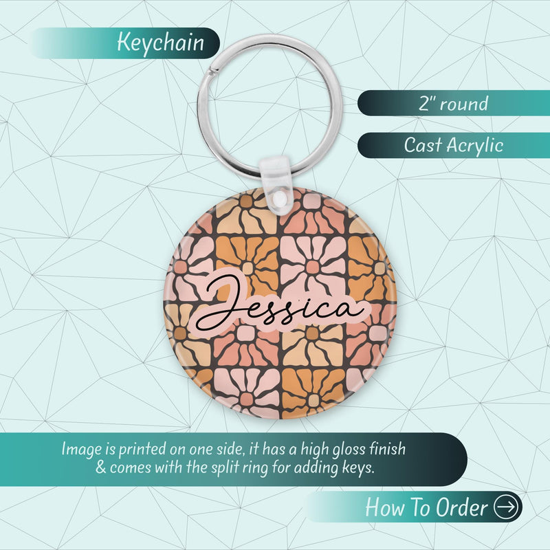 Custom Name Keychain – Cute Acrylic Keychain, Bridesmaid Gift, Shabby Chic Bag Charm