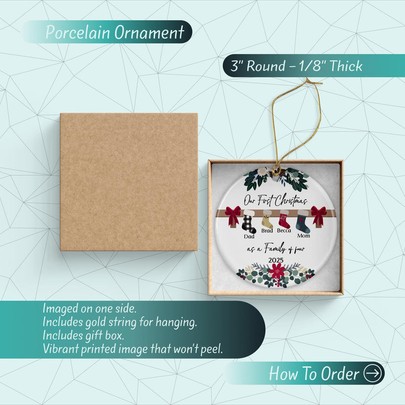 Personalized Ceramic Family Ornament – Baby’s First Christmas Keepsake