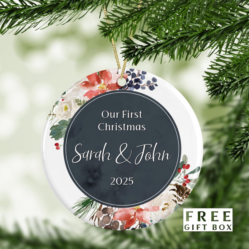 Mr and Mrs First Christmas Ornament - Just Married Wedding Keepsake & Bridal Shower Gift