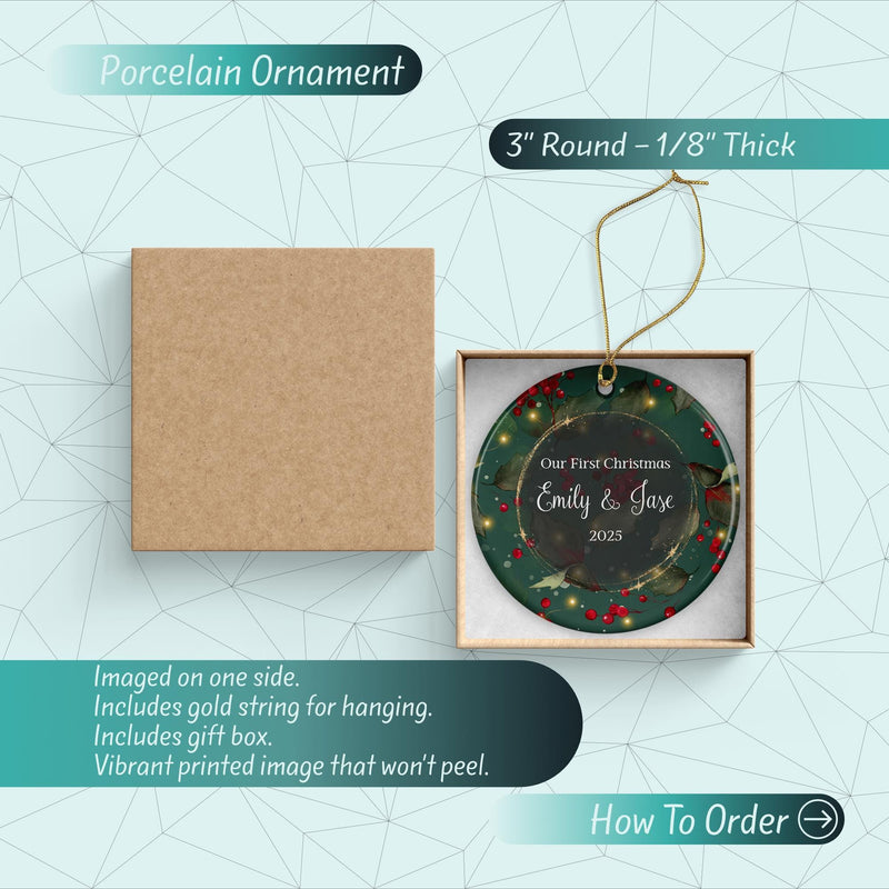 Mr and Mrs First Christmas Ornament - Just Married Wedding Keepsake & Bridal Shower Gift