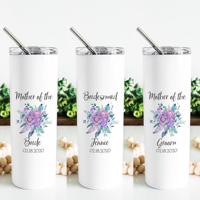 Mother of the Bride, Mother of the Groom, Skinny Tumbler, Bridesmaid Gift, Bridesmaid, Bachelorette Party, Bridal Party Gifts, BS09