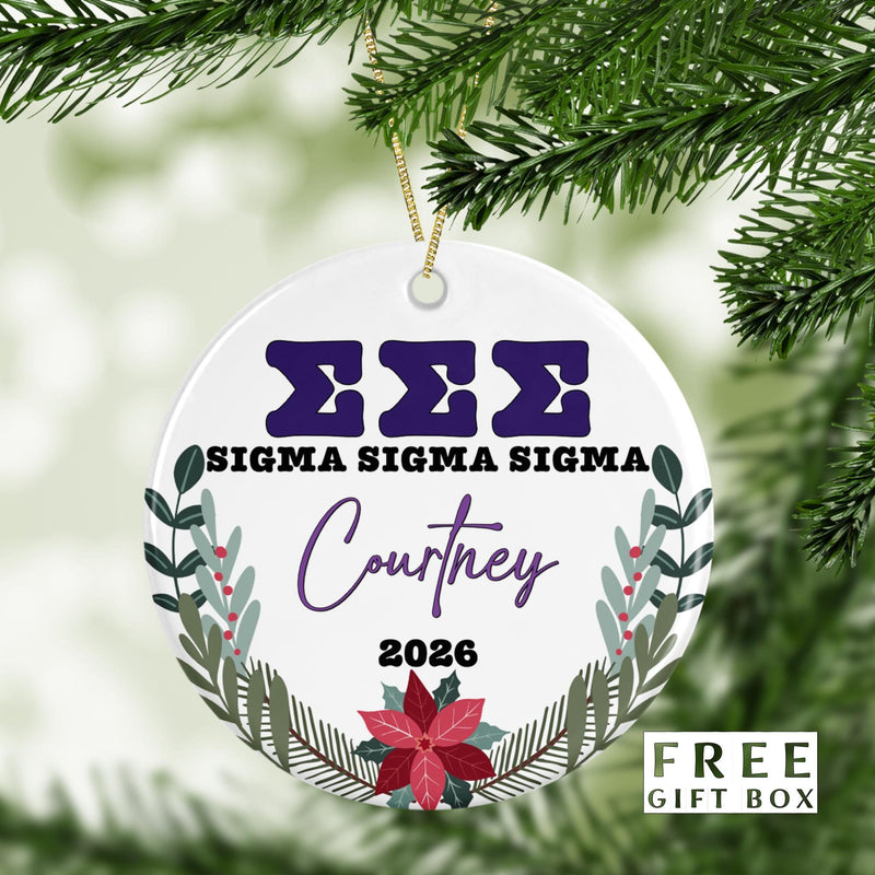 Tri Sigma Sorority Ornament: Custom Porcelain Greek Gift
