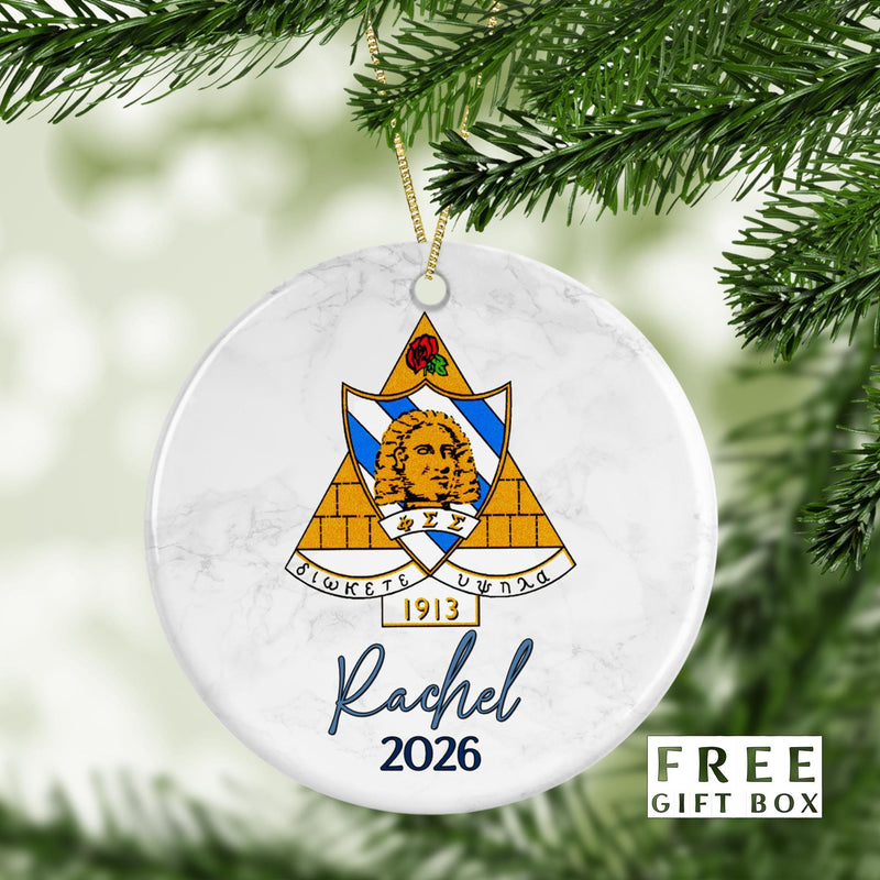 Phi Sigma Sigma Sorority Ornament: Custom Porcelain Greek Gift
