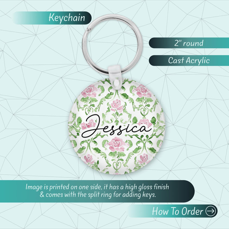 Custom Name Keychain – Cute Acrylic Keychain, Bridesmaid Gift, Shabby Chic Bag Charm