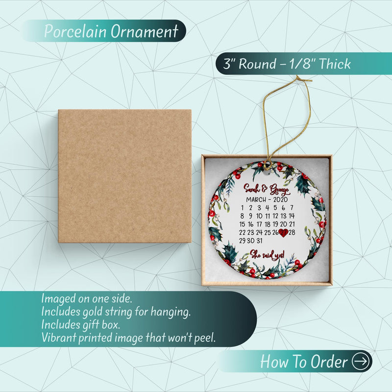 Our First Christmas Engaged Ornament - Couples & Family Christmas Tree Keepsake