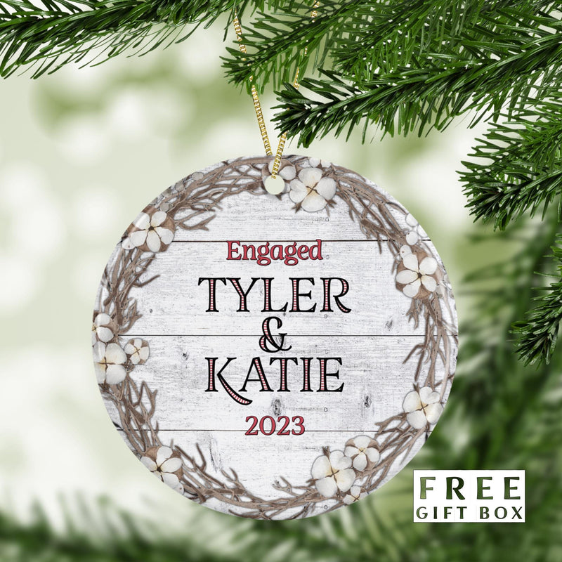 Engaged Custom Ornament: Porcelain Keepsake Gift