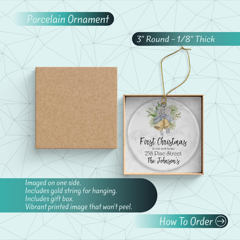 Just Married - Our First Christmas Custom Ornament - Personalized Wedding Keepsake