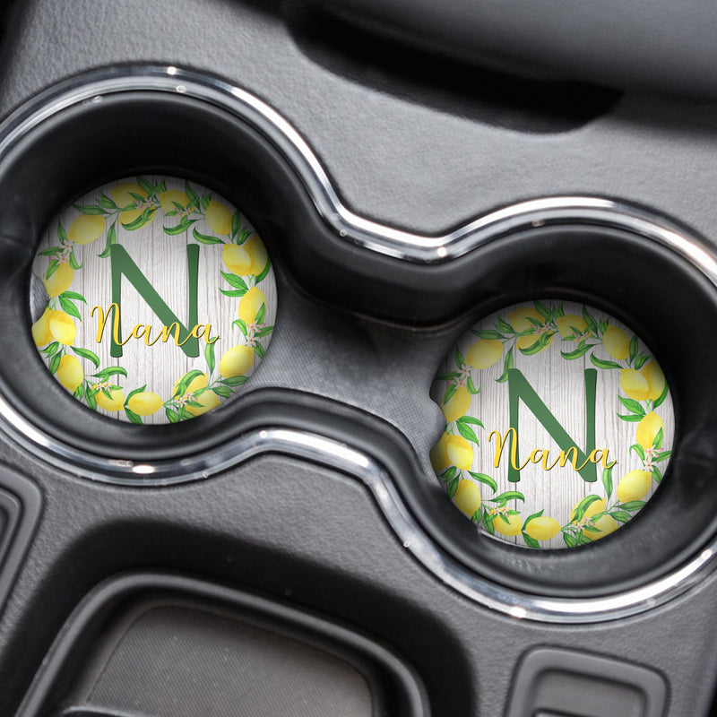 Lemons, Lemon Coasters, Car Coasters, Personalized Coaster, Anniversary Gift, Monogram Coasters, Wedding Gift, Monogrammed Gifts, CC100
