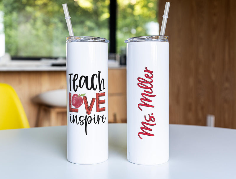 Personalized Teacher Tumbler: 20oz Insulated Coffee Cup, Teacher Appreciation Gift