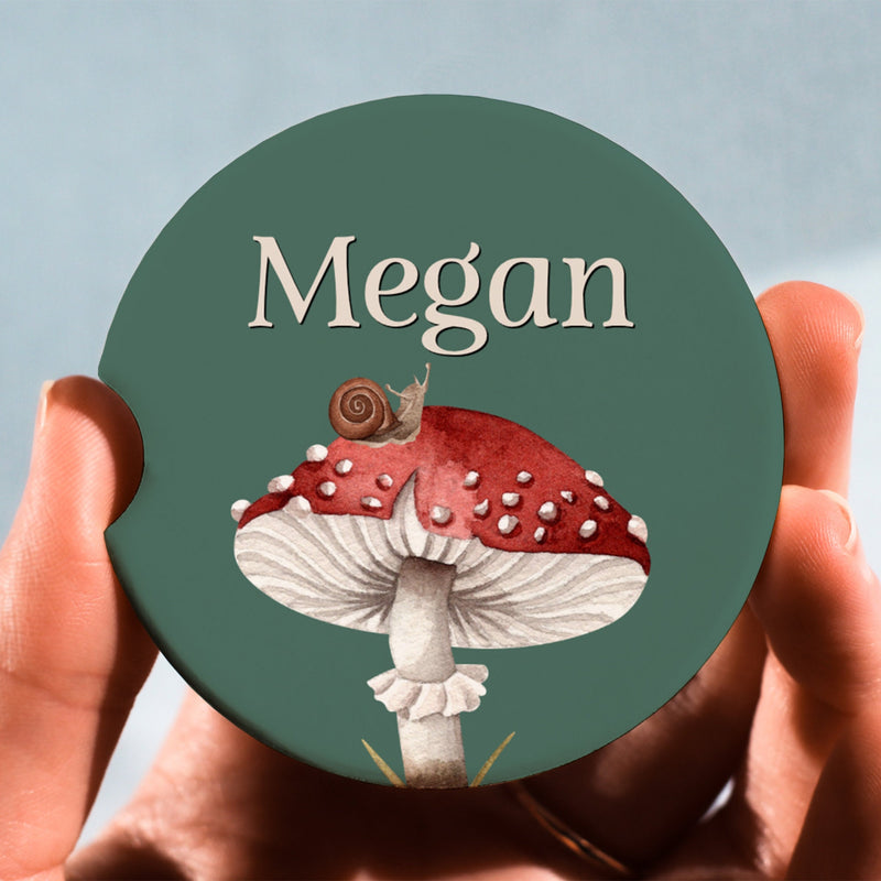 Mushroom Car Coaster: Personalized Monogram Gift