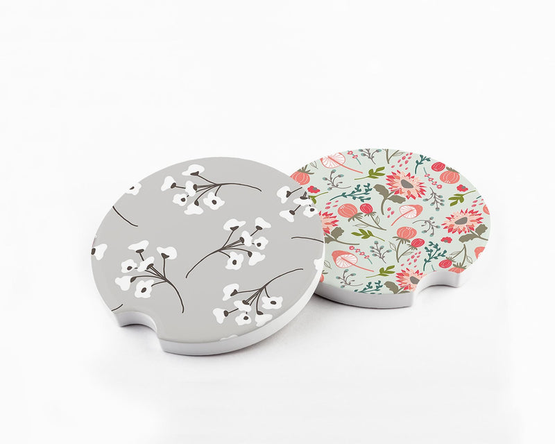 Floral Car Coaster Set: Trendy Car Accessories
