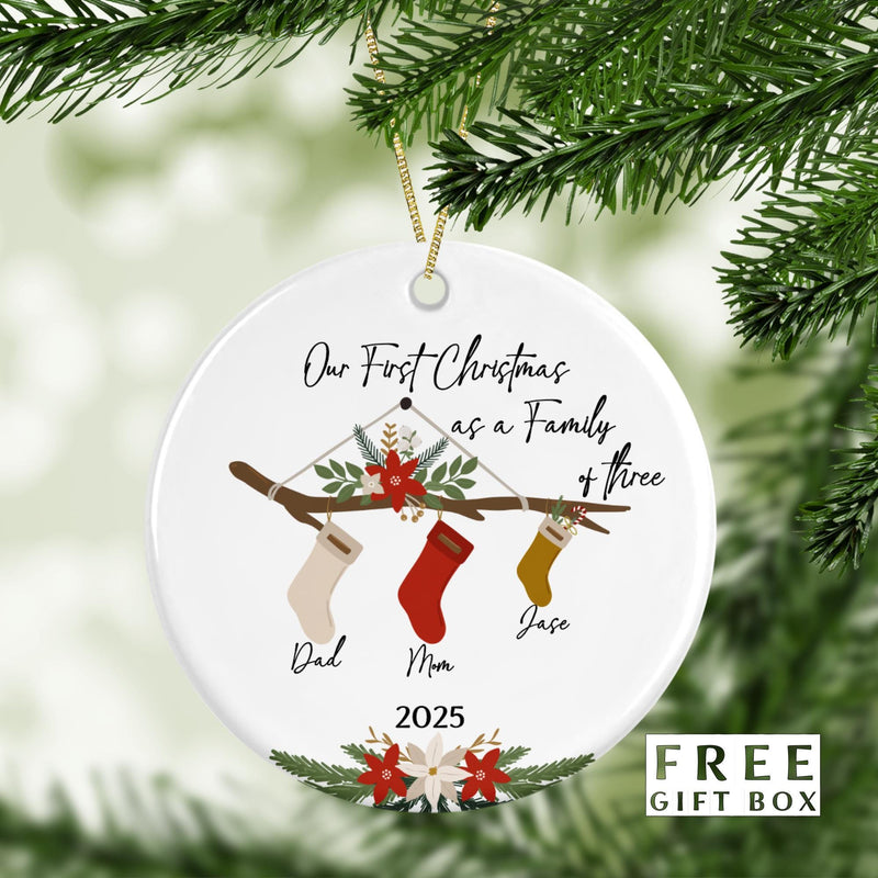 Personalized Ceramic Family Ornament – Baby’s First Christmas Keepsake