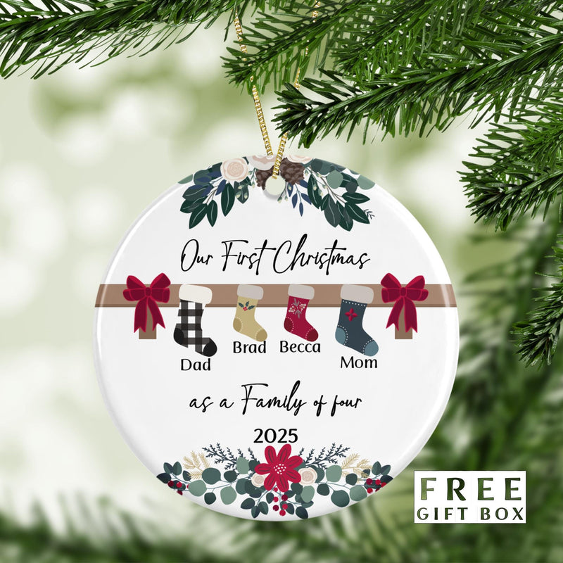 Personalized Ceramic Family Ornament – Baby’s First Christmas Keepsake