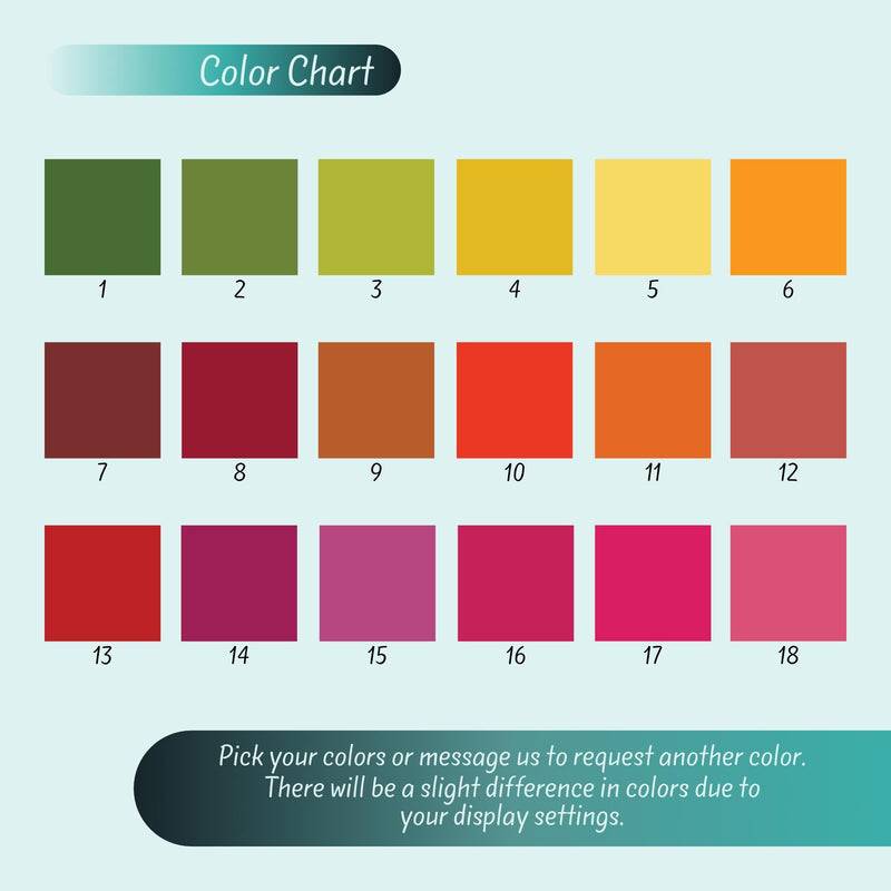 The image is a color chart that displays various colors, likely used for selecting a color for a display or design.