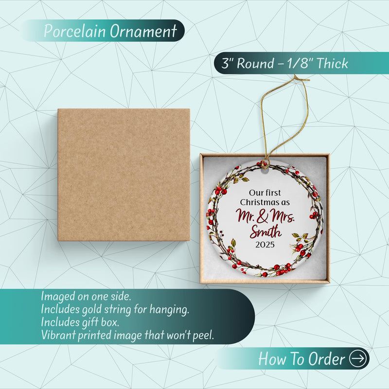 Our First Christmas Custom Couple Ornament - Perfect Stocking Stuffer
