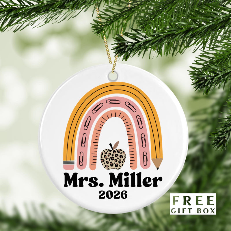 Personalized Teacher Ornament: Ceramic Holiday Keepsake Gift Box