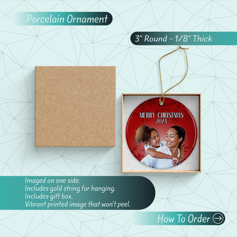 Custom Family Photo Ornament - First Christmas & Memorial Keepsake