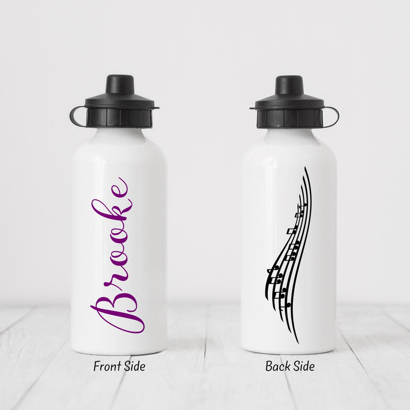 Music Gift, Gift for Her, Music Water Bottle, Personalized Water Bottle, Sports Water Bottle, Custom Water Bottle, DB08