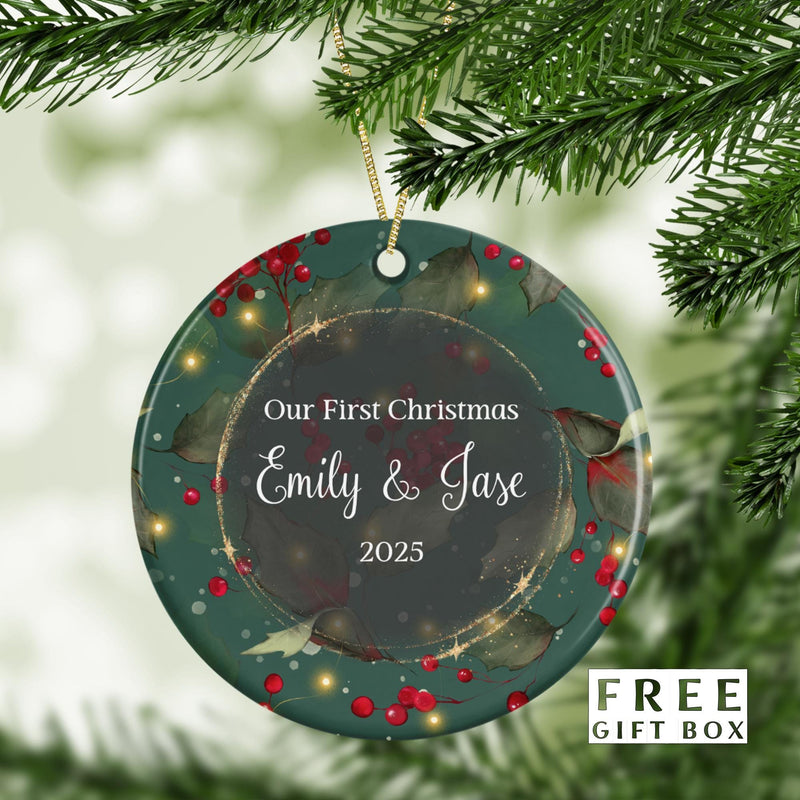 Mr and Mrs First Christmas Ornament - Just Married Wedding Keepsake & Bridal Shower Gift