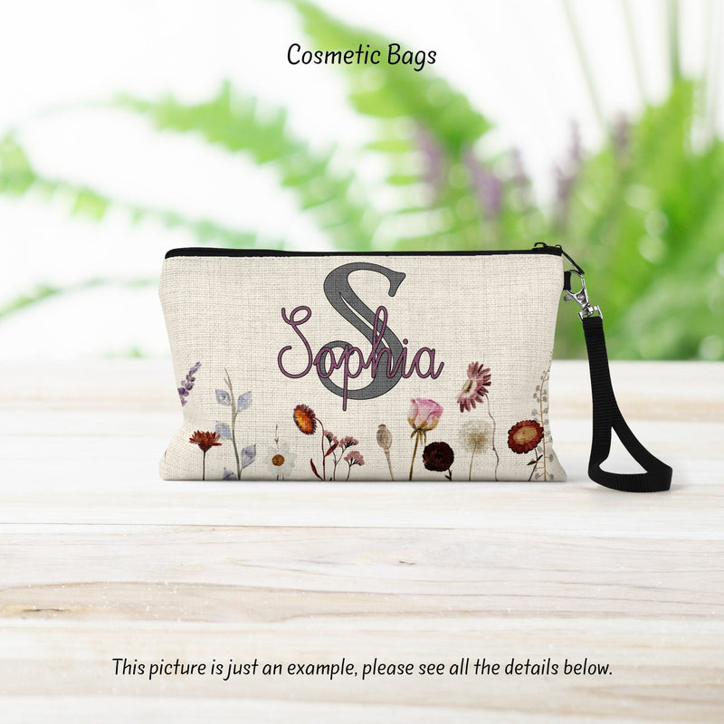 Monogram Makeup Bag: Linen Cosmetic & Travel Pouch