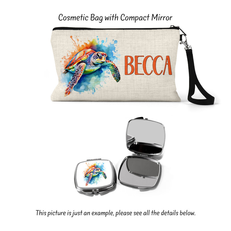 Sea Turtle Cosmetic Bag: Linen Travel Makeup Organizer