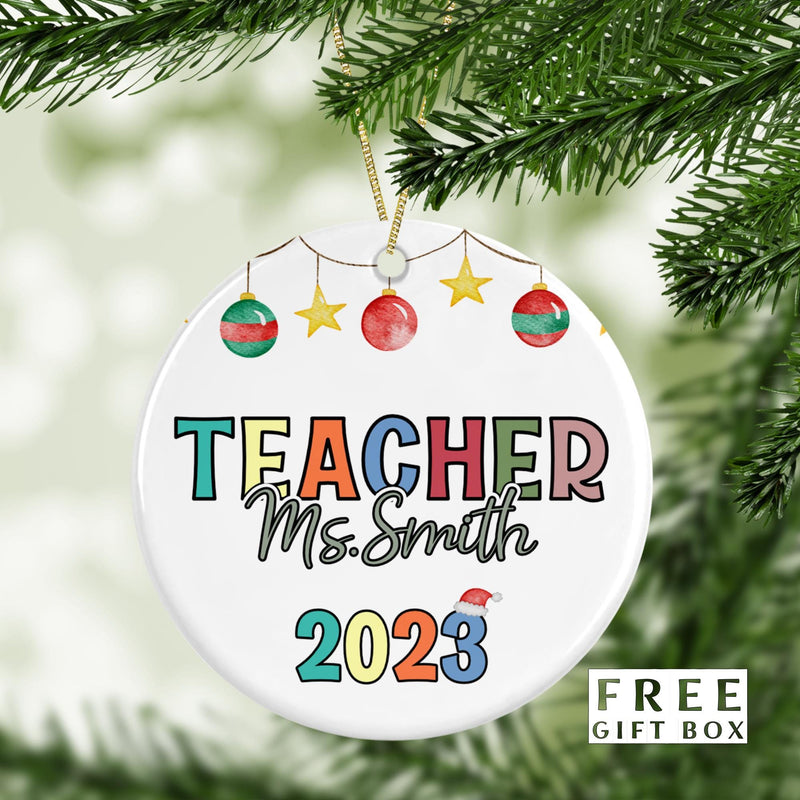 Personalized Teacher Ornament: Ceramic Holiday Keepsake Gift