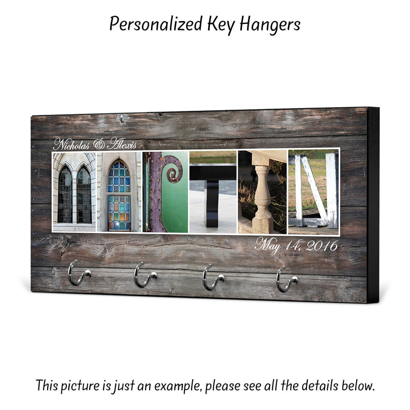 Custom Couple Key Holder for Wall - Perfect 1st Anniversary or Newly Wed Gift