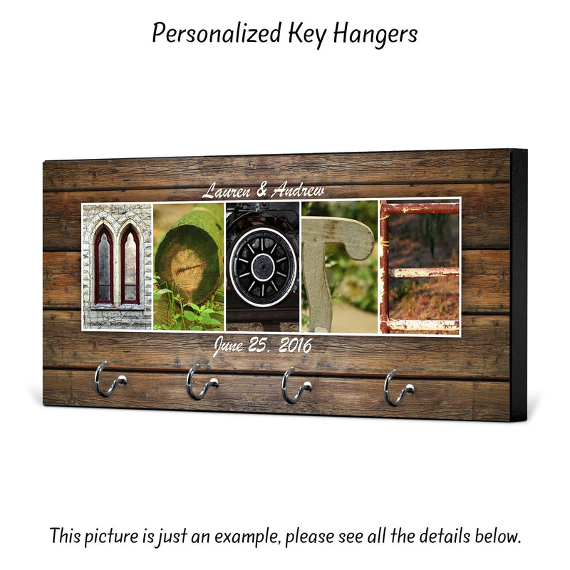 Custom Couple Key Holder for Wall - Perfect 1st Anniversary or Newly Wed Gift