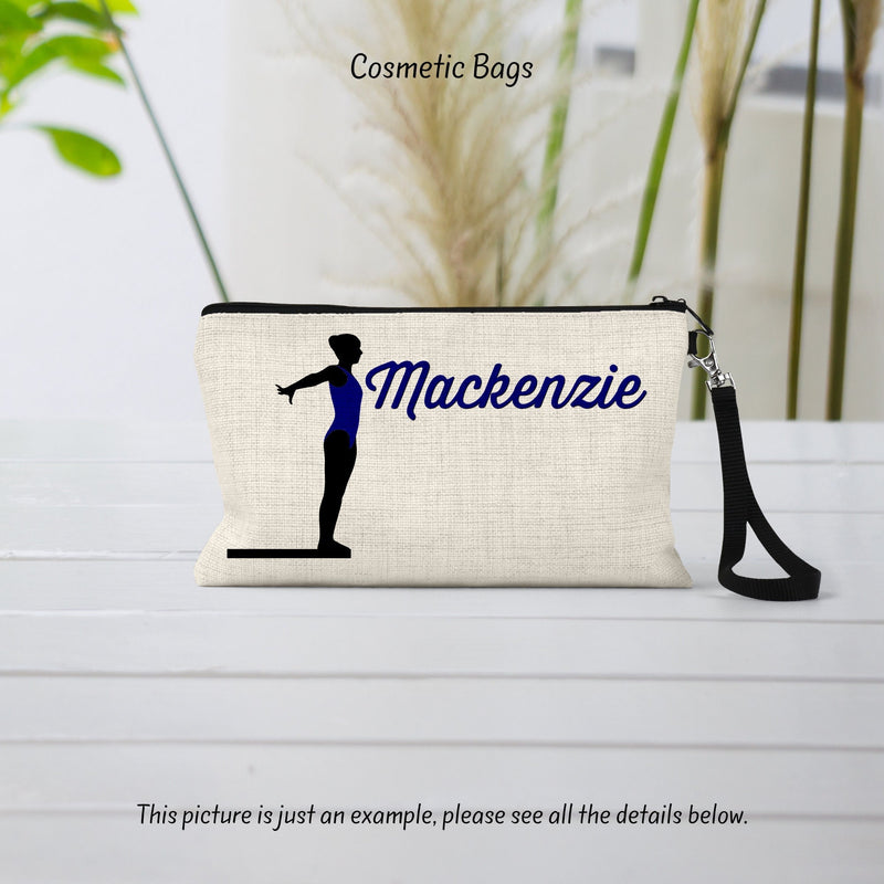 Linen Swimming Cosmetic Bag: Personalized Swimmer Gift