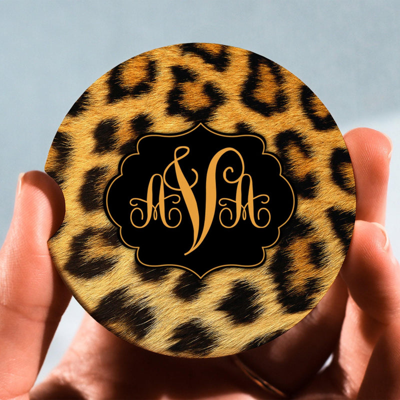 Car Coasters, Leopard Coasters, Personalized Coaster, Anniversary Gift, Monogram Coasters, Wedding Gift, Monogrammed Gifts, CC64