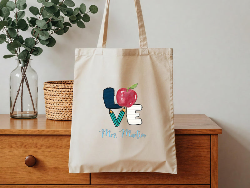 Personalized Teacher Canvas Tote Bag: Appreciation Gift