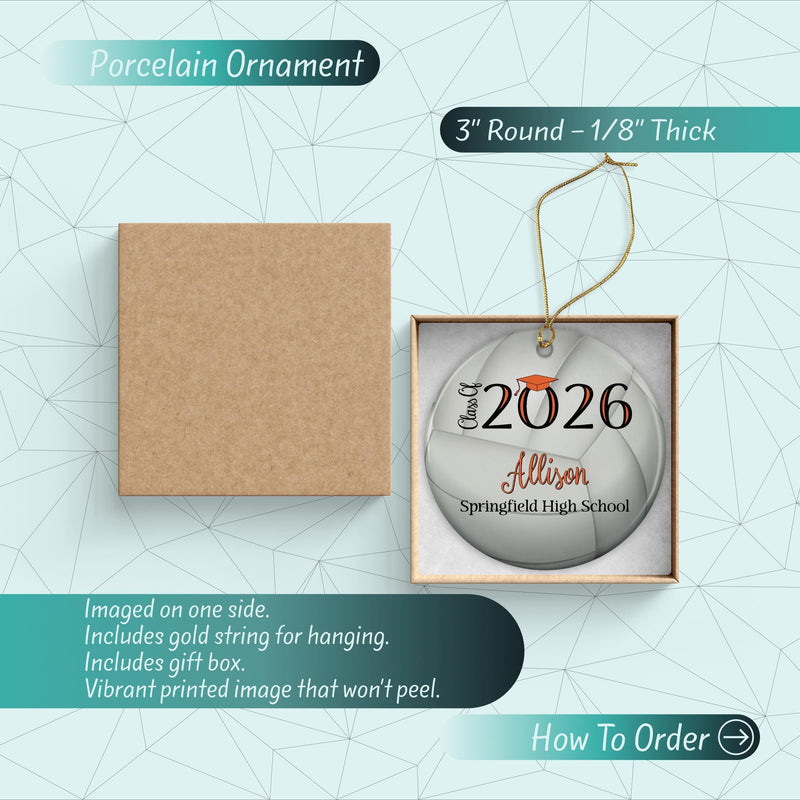 Volleyball Ornament, Senior Graduation Commemorative, Christmas Keepsake