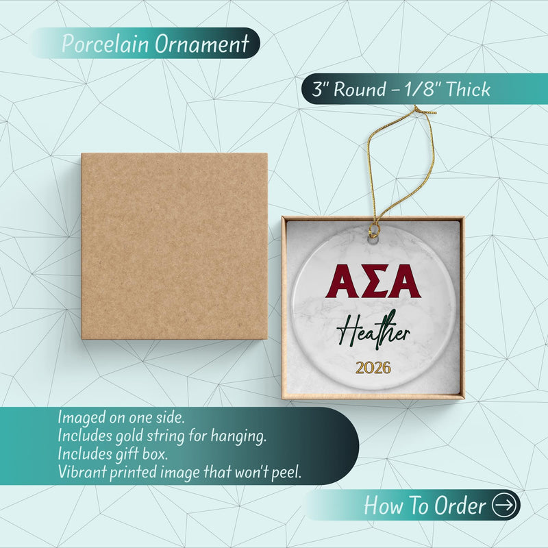 Alpha Sigma Alpha Sorority Ornament: Custom Greek Gift