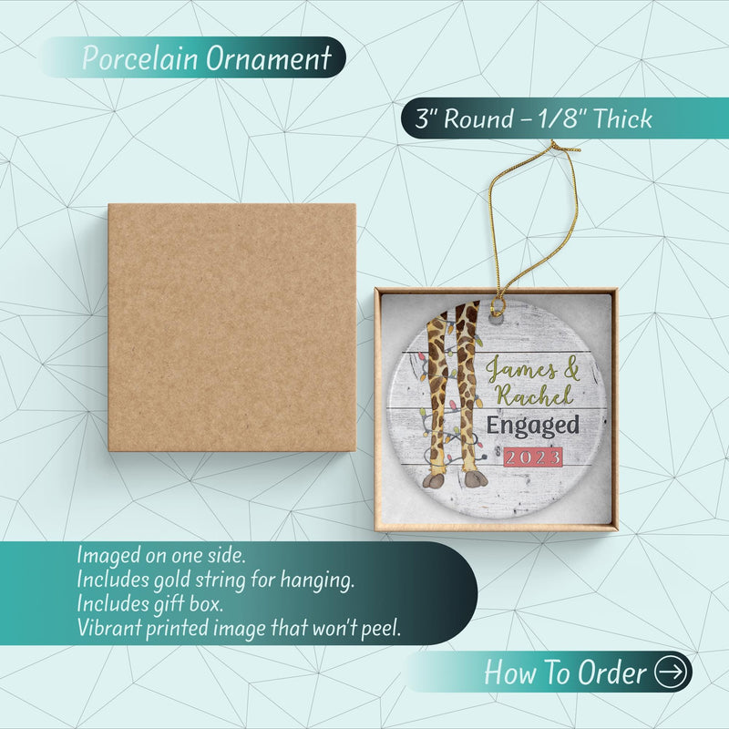 Giraffe Family Ornament: Minimalist Porcelain Engagement Gift