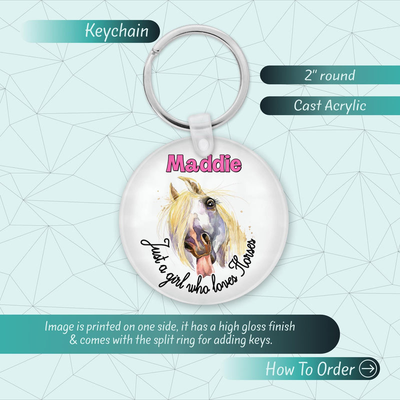 Personalized Acrylic Horse Keychain: Custom Name Bag Charm