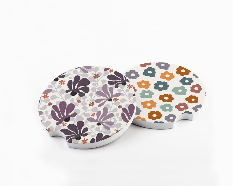 Floral Car Coaster Set: Trendy Car Accessories