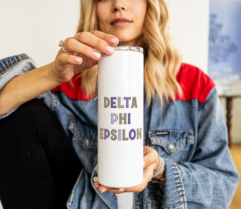 Delta Phi Epsilon Skinny Tumbler - Perfect Sorority Gift