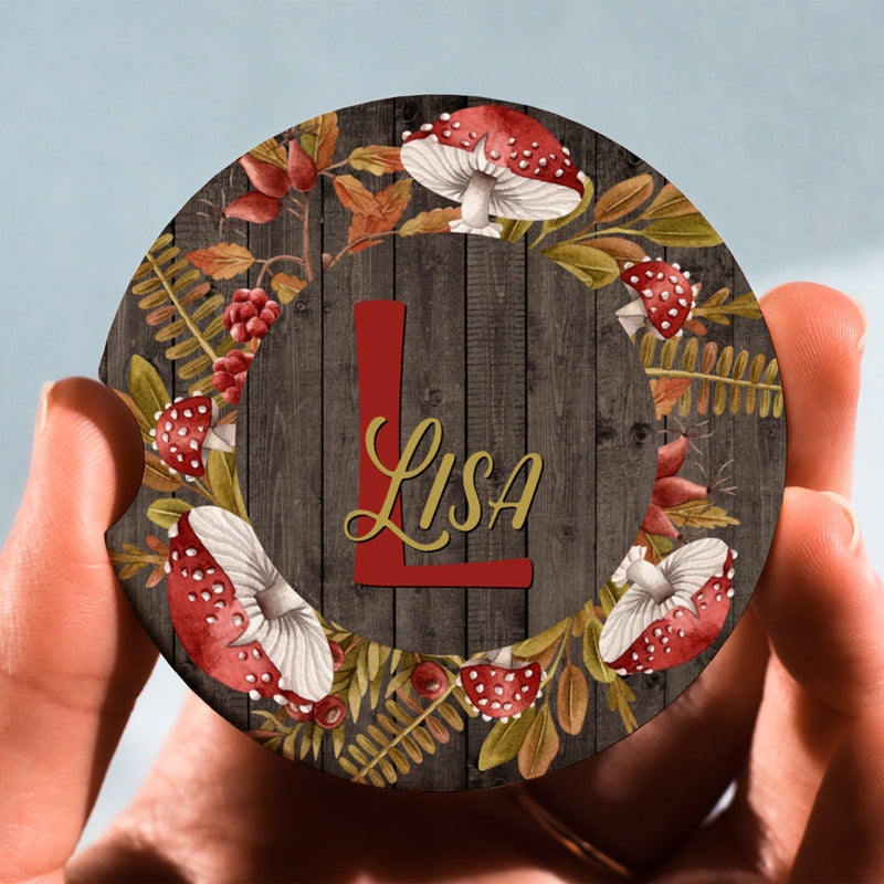 Mushroom, Mushroom Coasters, Car Coasters, Personalized Coaster, Anniversary Gift, Monogram Coasters, Wedding Gift, Monogrammed Gifts, CC97