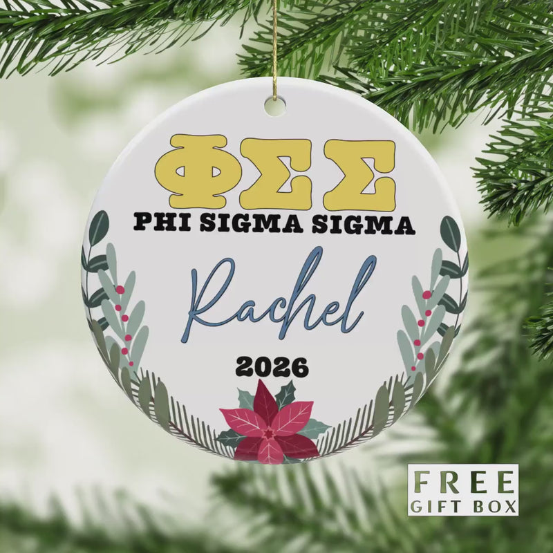 Phi Sigma Sigma Sorority Ornament: Custom Porcelain Greek Gift
