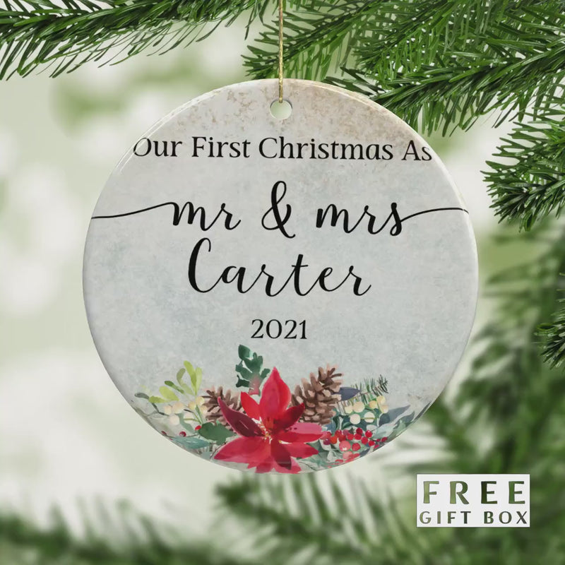 Our First Christmas Keepsake - Custom Wedding Ornament for Newlyweds