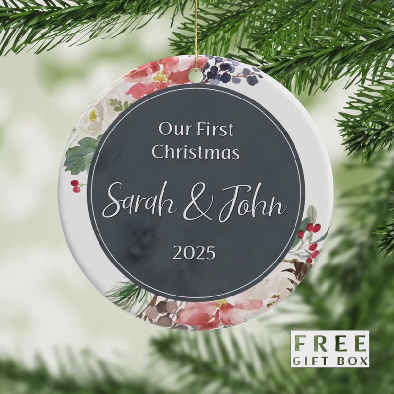 Mr and Mrs First Christmas Ornament - Just Married Wedding Keepsake & Bridal Shower Gift