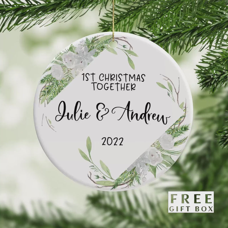 Just Married - Our First Christmas Custom Ornament - Personalized Wedding Keepsake