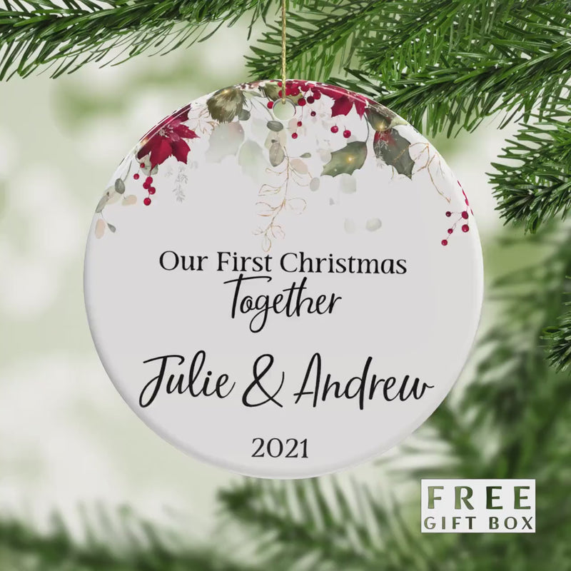 Mr and Mrs First Christmas Ornament - Just Married Wedding Keepsake & Bridal Shower Gift
