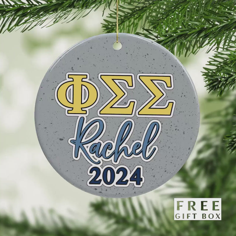 Phi Sigma Sigma Sorority Ornament: Custom Porcelain Greek Gift