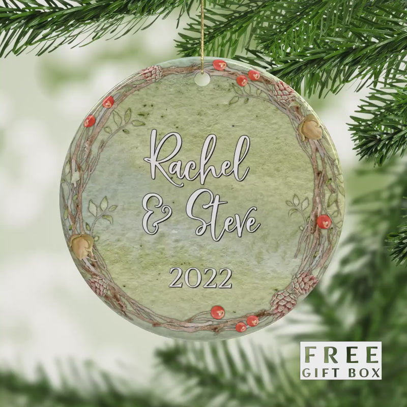 Our First Christmas Keepsake - Custom Wedding Ornament for Newlyweds