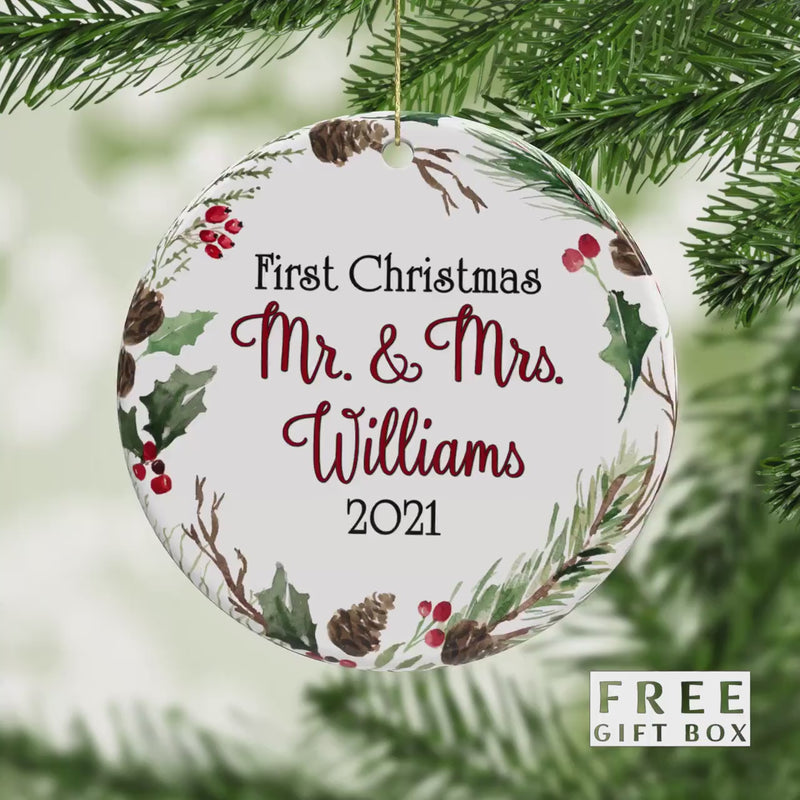 Our First Christmas Custom Couple Ornament - Perfect Stocking Stuffer