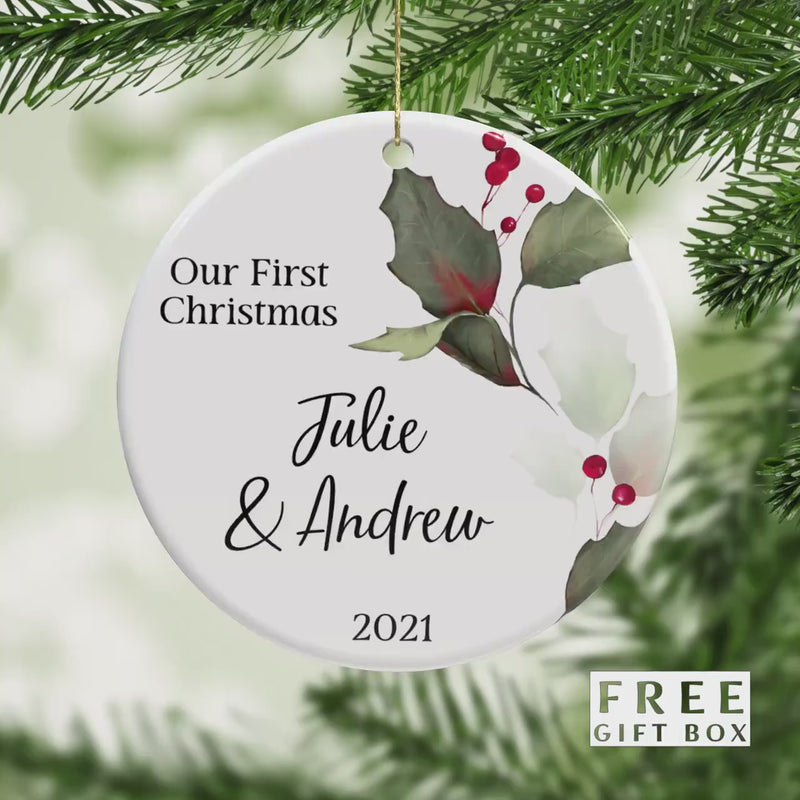 Mr and Mrs First Christmas Ornament - Just Married Wedding Keepsake & Bridal Shower Gift