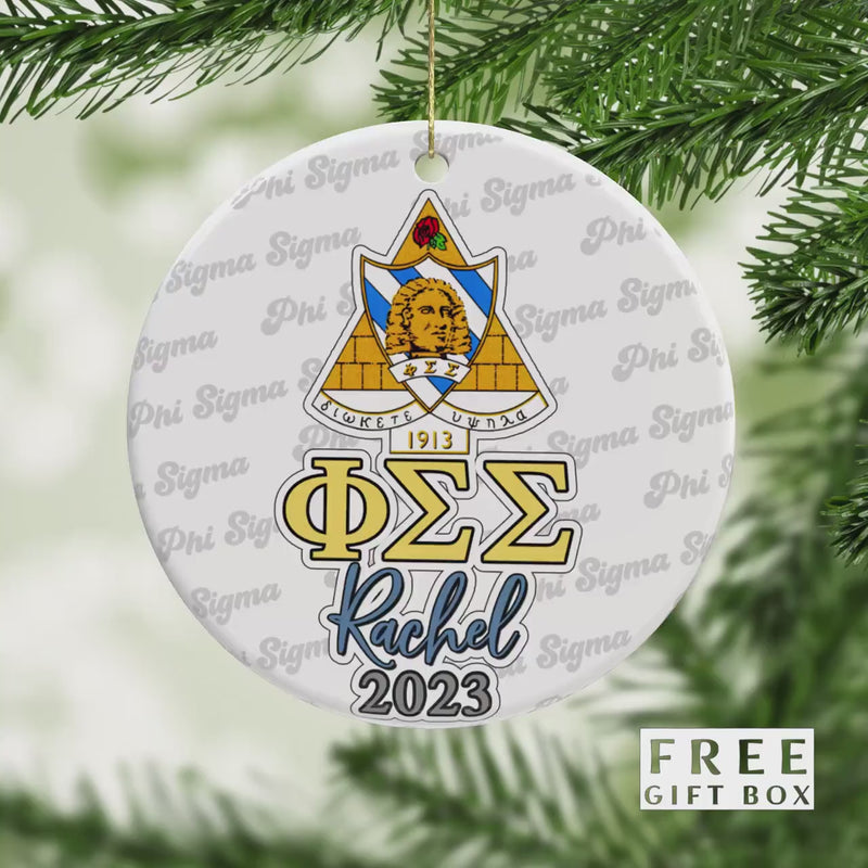 Phi Sigma Sigma Ornament: Custom Porcelain Greek Gift