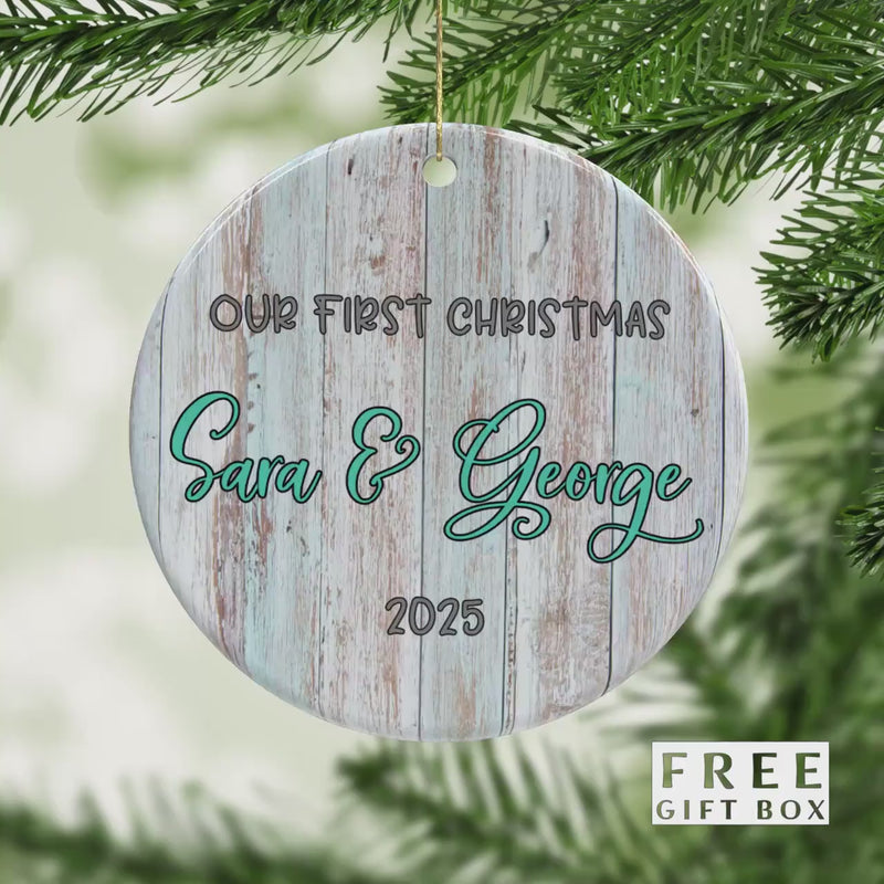 Our First Christmas Custom Couple Ornament - Perfect Stocking Stuffer