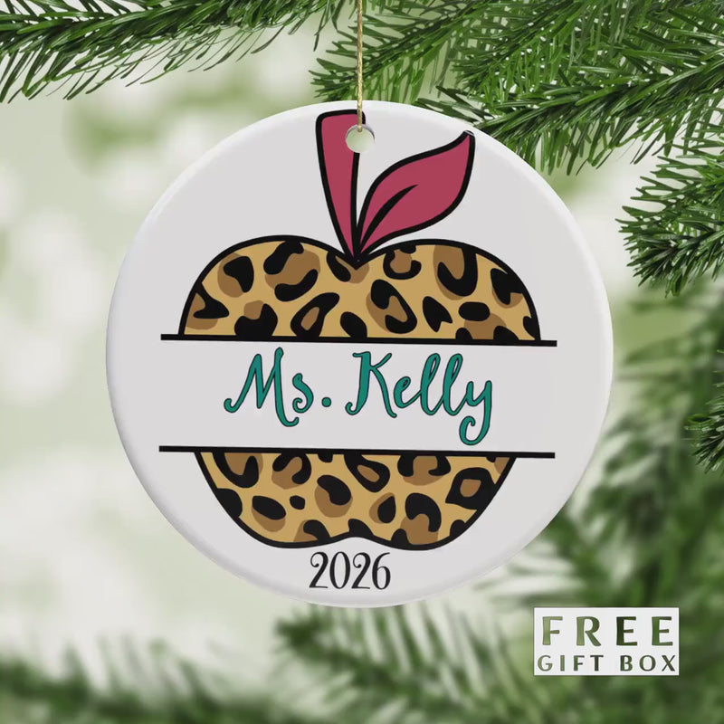 Personalized Teacher Ornament: Ceramic Holiday Keepsake Gift Box